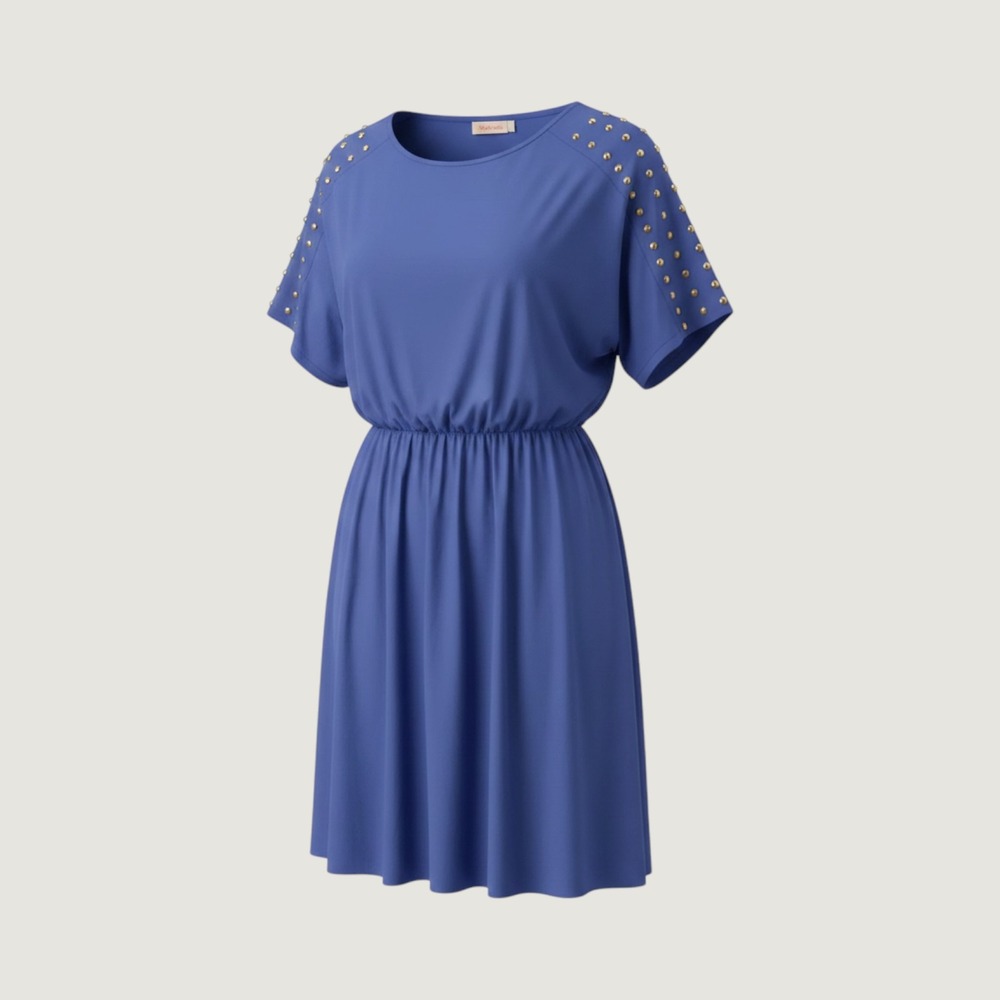 Sassy Maternity Royal Blue‎ Studded Cold Shoulder Empire Waist Tunic Top Size M